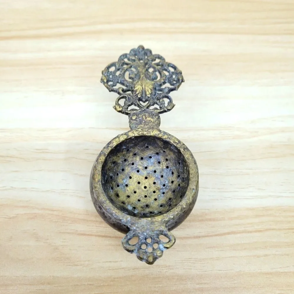 Vintage Brass Tea Strainer Ornate Handle Loose Leaf Infuser – Made in India
